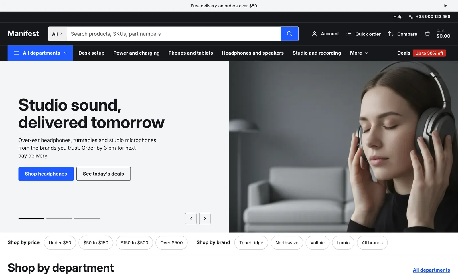 Manifest preset home page on desktop